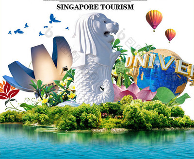 探索獅城，感受多元魅力——新加坡旅游海報模板